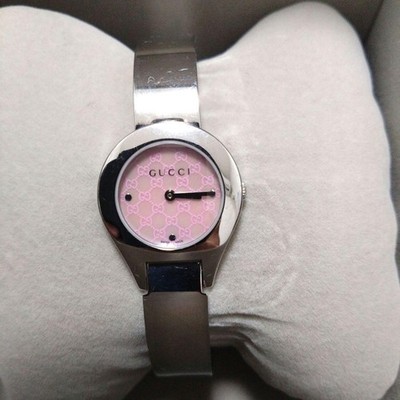 Gucci Womens GG Pattern Pink MOP Quartz Watch 1.02in Wrist 6.9in
