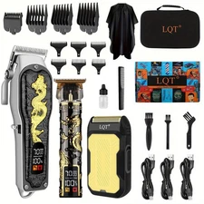 Hair Clippers 3-Piece Men's Professional Cordless Haircutting Set with LED Di