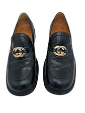 Rare Gucci Zumi Black Leather Loafers Special Edition Heart Coeur Heel Detail