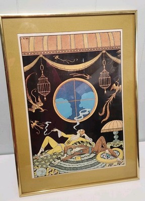 La Paresse (Laziness)  Georges Barbier Art Deco Vintage Print Framed 22 X 16