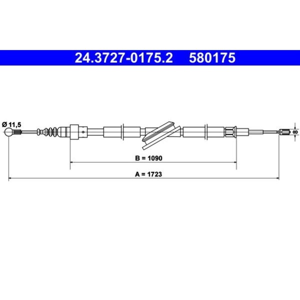 ATE Handbremsseil 1723Mm Passend FüR Audi A3 Skoda Octavia VW Bora Golf |-image