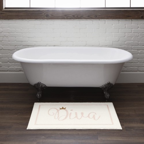 Diva White 1' 8" x 2' 10" Bath Mat