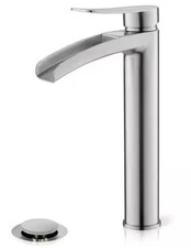 Phiestina Brushed Nickel Single Handle Waterfall Bathroom Faucet, NS-SF01-BN-V