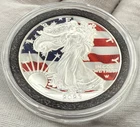 2023 $1 American Silver Eagle Coin BU Colorized U.S. Flag Capsule COA Box Mint!