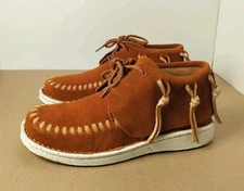 Justin Teepee Moccasin Bootie Penny Brown Suede Leather Women's 6 Sneaker Sole