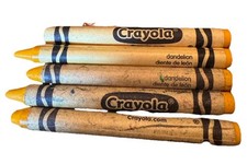 USED Vintage CRAYOLA Retired Color DANDELION Yellow Crayon Discontinued Lot Of 5