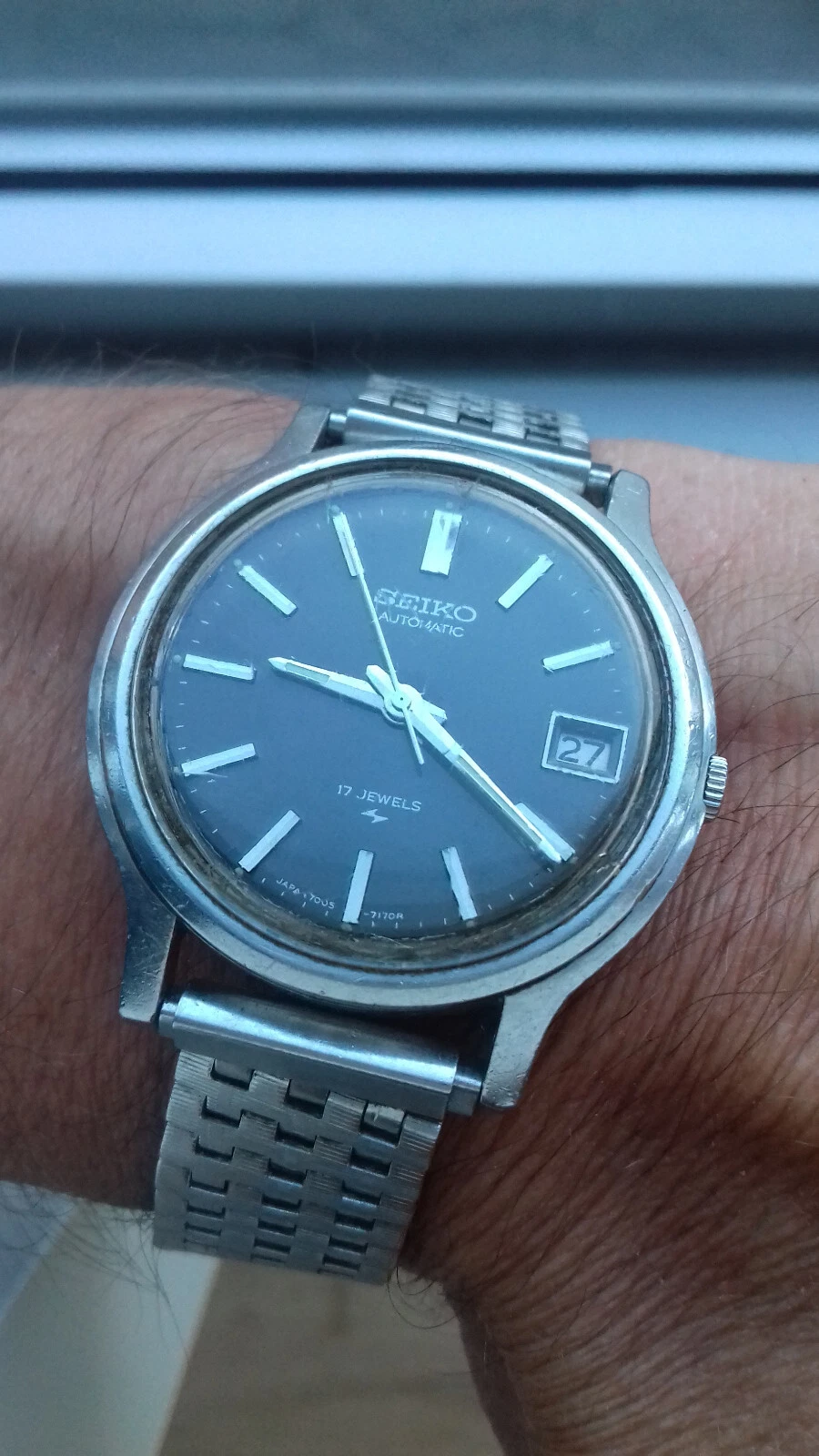 Seiko 7005-7110 AUTOMATIC BLACK DIAL VINTAGE WATCH JAPAN G UHR