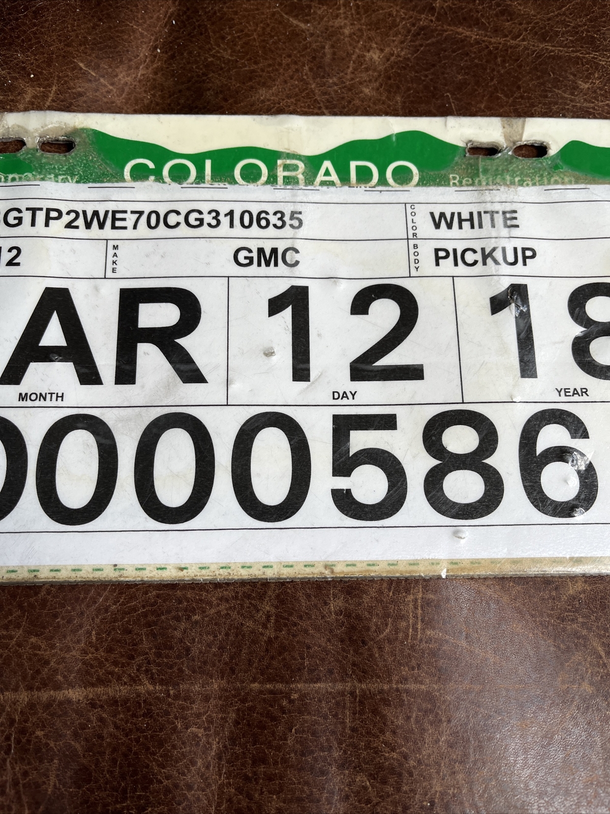 2018 Colorado TEMPORARY License Plate Temp TAG 0000586 GMC Pickup eBay