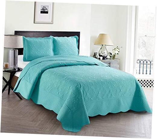 Home Collection 3 Piece Over Size Embossed Solid King/California King Aqua Blue