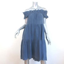 Ulla Johnson Olivia Off the Shoulder Tiered Dress Chambray Blue Size 0 NEW
