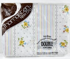 NIP vintage 70s THOMASTON DOUBLE FLAT SHEET 80s 81 x 96 USA NOS flower