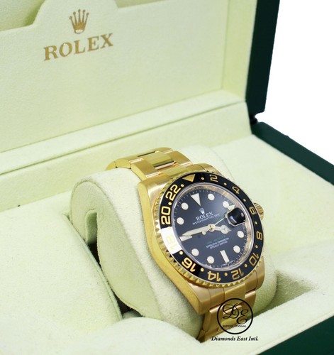 Rolex Gmt Master II 116718 18k Oro Giallo Quadrante Nero Ceramica Ghiera B / - Foto 6 di 12