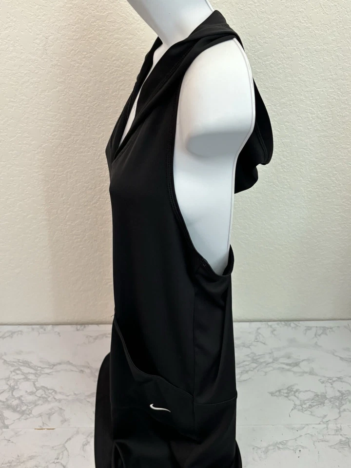 NIKE DRI-FIT Poli Corredor Espalda Canguro Bolsillo Sudadera con Capucha Top Mujer M Negro Sudadera con Capucha R1 Foto 4 de 4