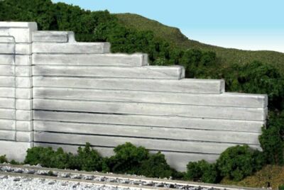 Monroe Models ~ HO Scale Wing Walls Groove Face Concrete ~ 2 Pcs ~ 115