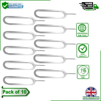 10 x SIM CARD EJECT EJECTOR PIN REMOVAL OPEN TOOL KEY APPLE IPHONE IPAD SAMSUNG