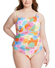  145 Bleu By Rod Beattie Plus Size Fresh Picks One-Shoulder-Twist One-Piece 16W