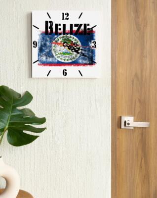 Belize Flag Wall clock patriots Wooden Tile Watch Support Décor