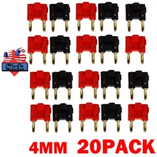 20Pcs 4mm Gold Plated Dual Banana Plugs Screw Type Speaker Wire Cable Connector