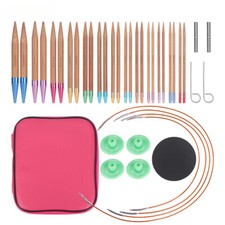 13 Pairs Interchangeable Bamboo Circular Knitting Needles Set 2.75mm-10mm 
