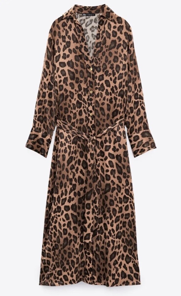 ZARA NEW ANIMAL PRINT DRESS 2298/199 BNWT (size S) Uk 8 10 Viscose