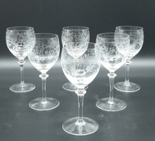 Theresienthal Radgravur 6 x Weißweinkelch 15 cm Glas Wein Kristall Gläser