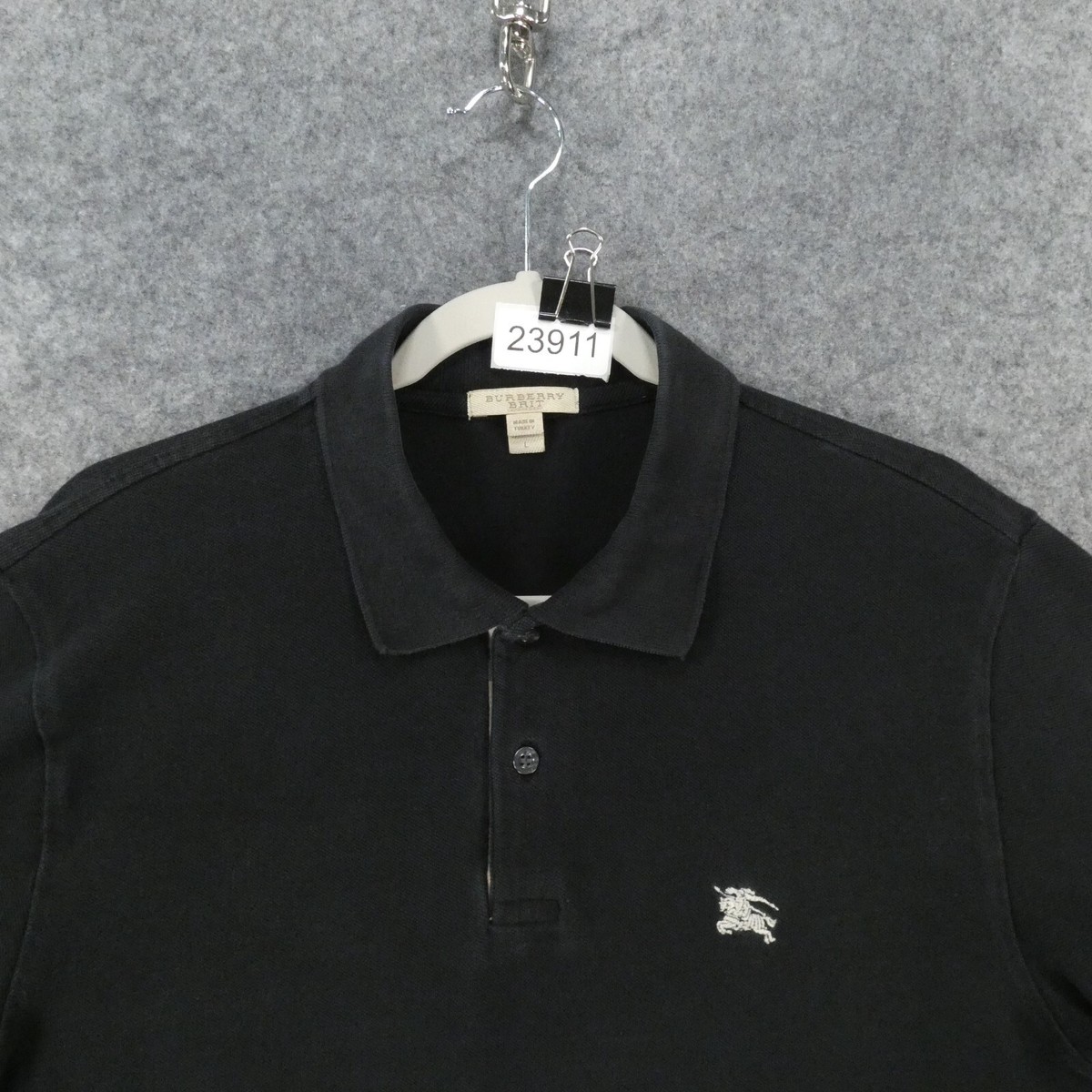 Burberry Brit Polo Shirt Men Large Short Sleeve Black Cotton