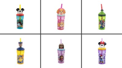 Kinder 3D Figur Trinkbecher Trinkflasche 360ml mit erweiterbarem Strohhalm