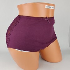 LANE BRYANT CACIQUE PLUS COTTON FULL BRIEF 22/24 PANTY PURPLE LACE BACK BUTT HIP
