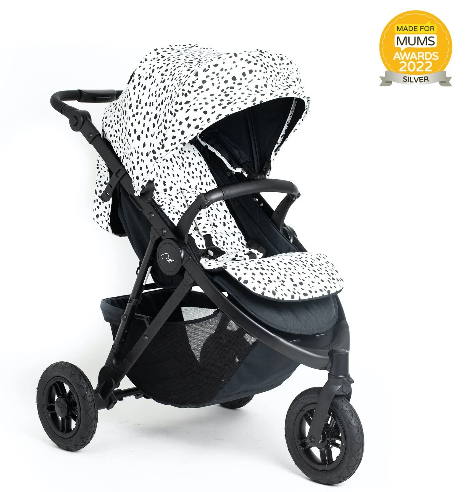 Roma Atlas 3 Wheel Pram, All-Terrain Stroller Suitable from Newborn - Dalmatian
