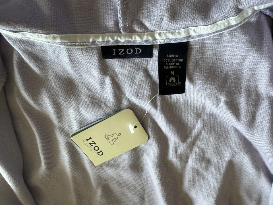 Sudadera con capucha IZOD para mujer con cremallera manga larga púrpura claro talla mediana Foto 4 de 4