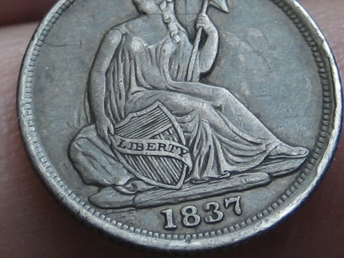 1837 Seated Liberty Half Dime- Philadelphia, Small Date, AU Details