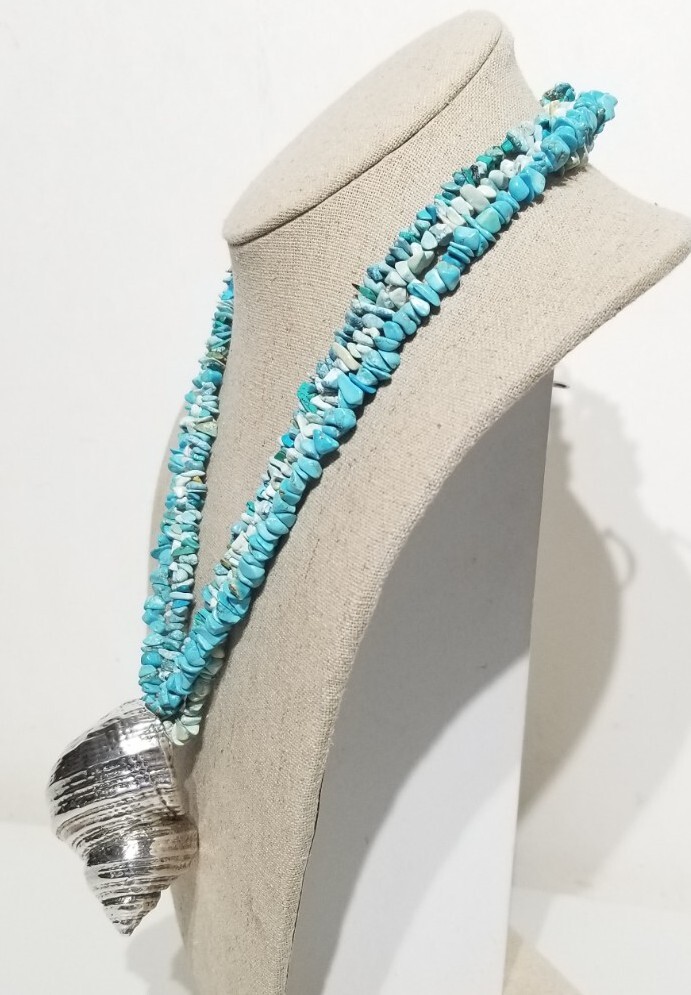Statement Multi Strand Turquoise Chip Sterling Si… - image 10