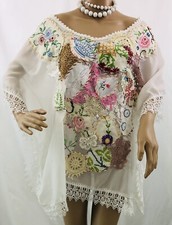 One Size Fits All Handmade Baroque Embroidered Bridal Cape Poncho White