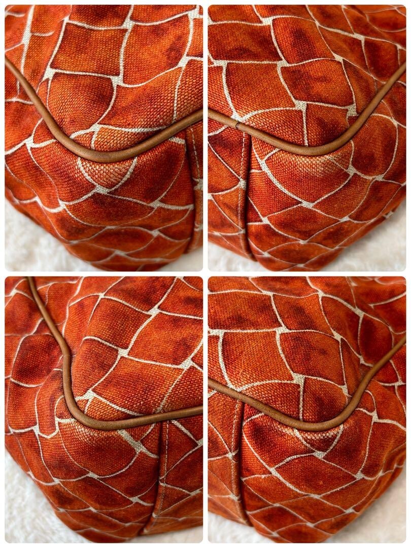 Bottega Veneta Tote Bag Canvas Leather Intrecciato Orange