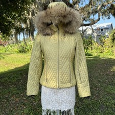Metropolis Legacy Couloir Women’s Ski Jacket Fur Trim Chartreuse Size 8 Quilted