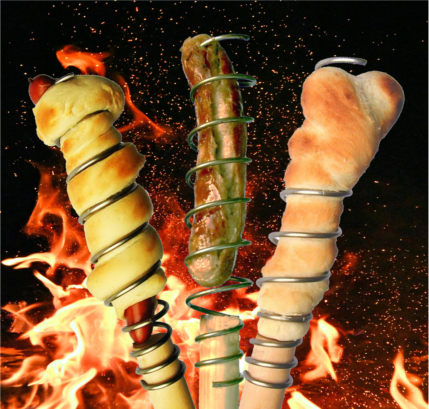 Stockbrot Spieß Hot-Dog Maker Grillspieß Wurstspieß Knüppelkuchen Lagerfeuer BBQ