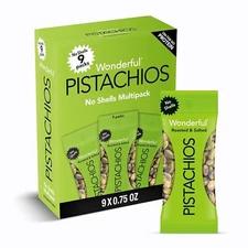 Wonderful Pistachios No Shells Roasted & Salted Nuts - 0.75 Ounce Bag (Pack of 9