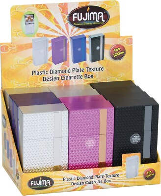 12 Diamond Plate Design Push Open Plastic Cigarette Cases Pack Holder 100mm 