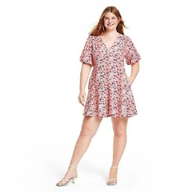Rhodes  Target Womens Floral Print Linen Blend Short Sleeve Mini Dress  Size 17 | eBay