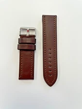 24mm Brown Genuine Leather Watch Band - USA