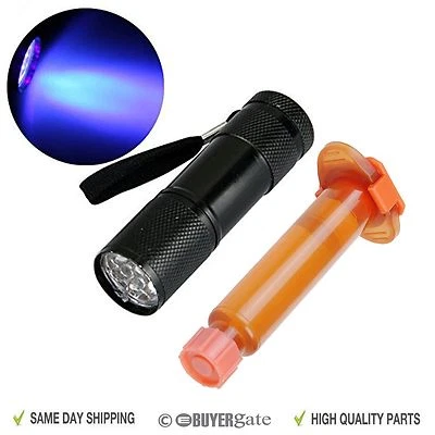 New UV Ultra Violet 9 LED Flashlight Torch Light Lamp With 5ml Loca Glue