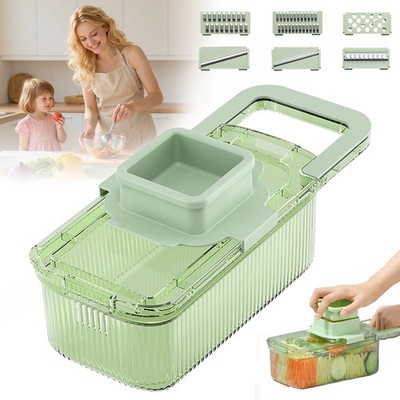 Edelstahl Küchenreibe Mandoline Gemüseschneider Gemüsehobel Zerkleinerer 6Blades