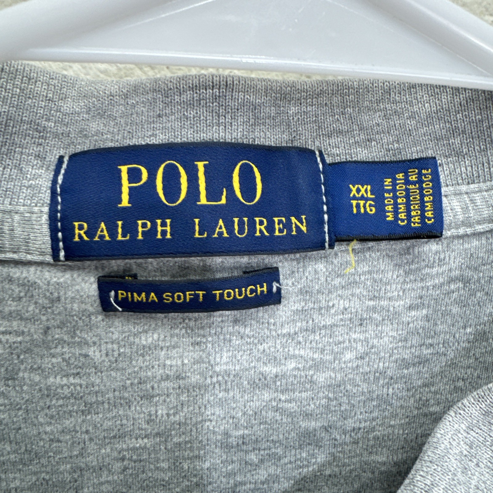 Polo Ralph Lauren Camicia Uomo XXL Grigio Pima Soft Touch Blu Pony Golf 2XL