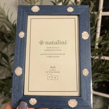 Natalini Handmade Italian Picture Frame 4x6" Blue & Ivory Shell Pattern