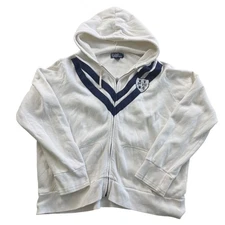 Polo Ralph Lauren XXL Full Zip Hoodie White Blue Crest Patch Menswear