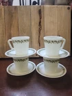 Vintage Pyrex/Corelle Crazy Daisy Milk Glass Coffee/Tea Cup/Saucer 6oz 4 Sets