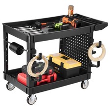 Uimoso Utility Cart with Wheels, 2-Tier, 550 lbs Capacity, Rolling Design, Black