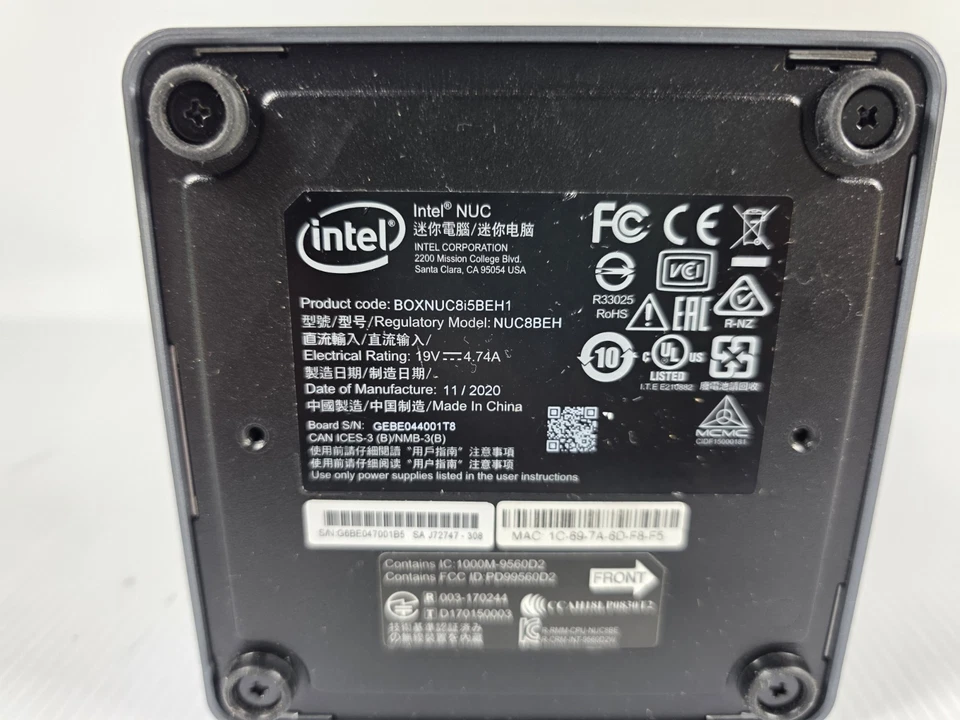 INTEL NUC8BEH i5-8259U CPU 8GB RAM 256GB SSD Windows  Foto 3 de 4
