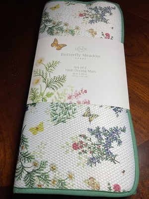 Lenox DRYING MATS (2)BUTTERFLY MEADOW 16 X 22 100% POLYESTER NIP