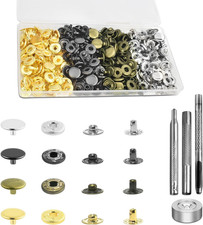 100 Sets Leather Snap Fasteners Kit, 10Mm Snaps Button, Metal Snap Buttons Press